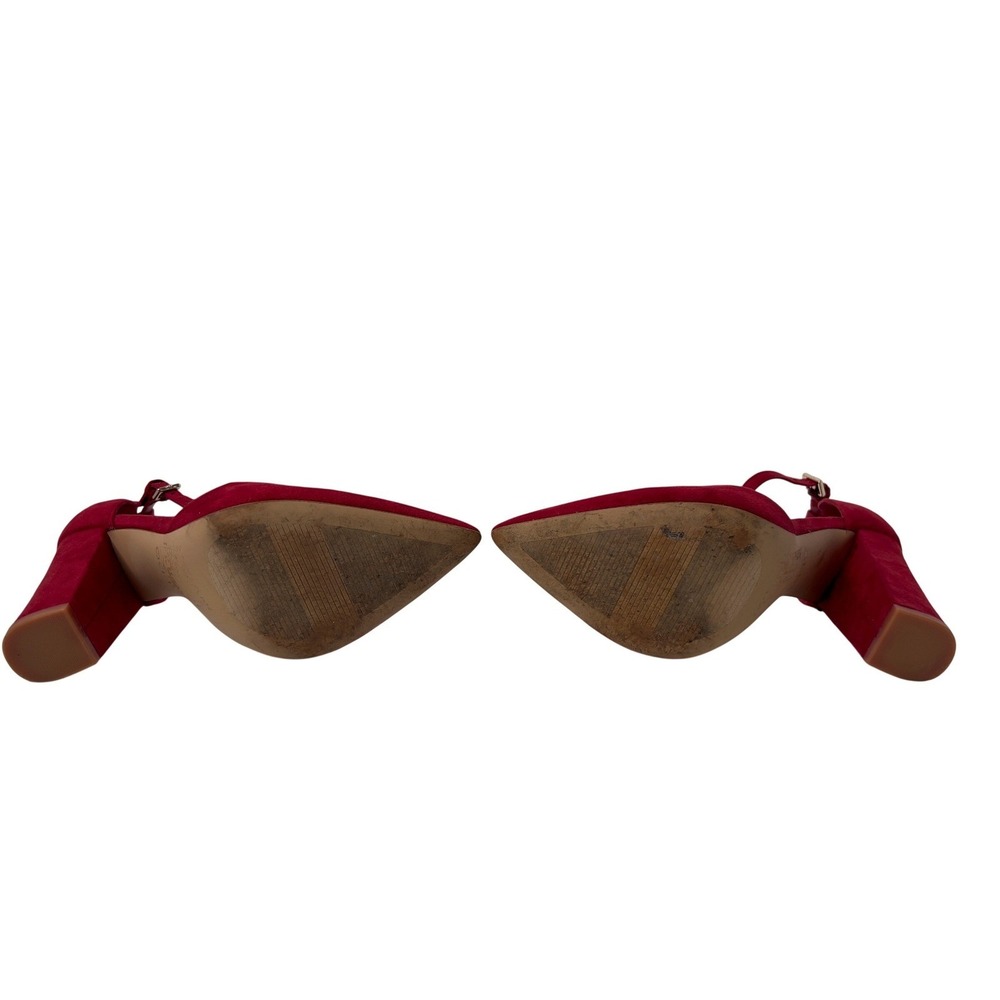 ALDO Women Red Suede Ankle Strap Block Heel Pointed Toe Pumps Size 6 - Picture 14 of 16